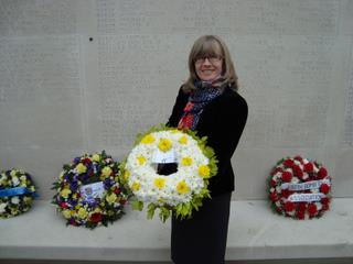 489th Friend Marjorie Shiers with tribute to the 489th